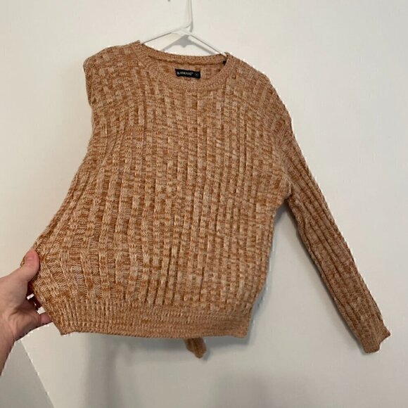 BLANK NYC BLANKNYC Heather Ribbed Crewneck Sweater Tan Brown White Marled Winter - Picture 9 of 14